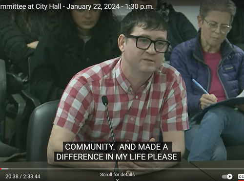 Robert speaks to the City Budget Sub-Committee in January 2024