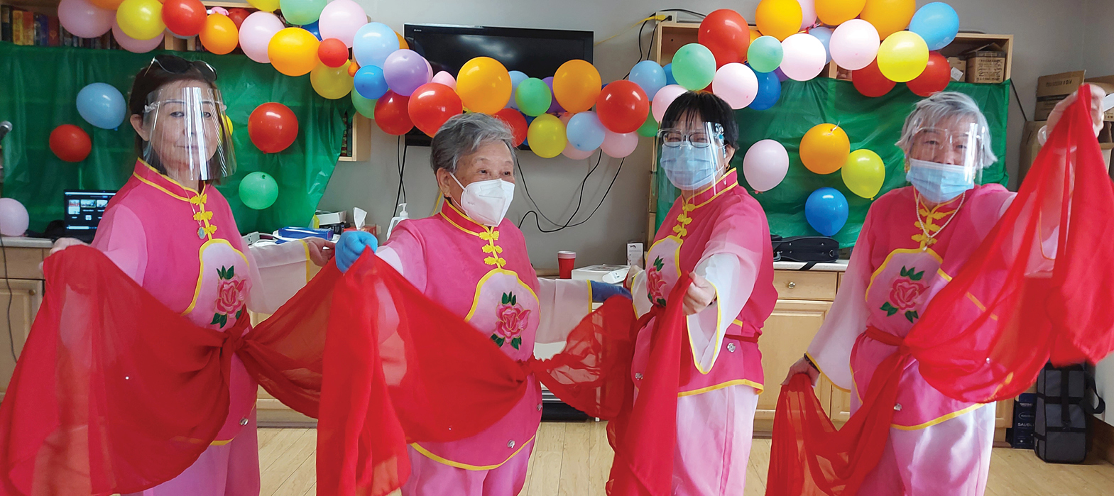 Chinese seniors performing during Chinese New Year